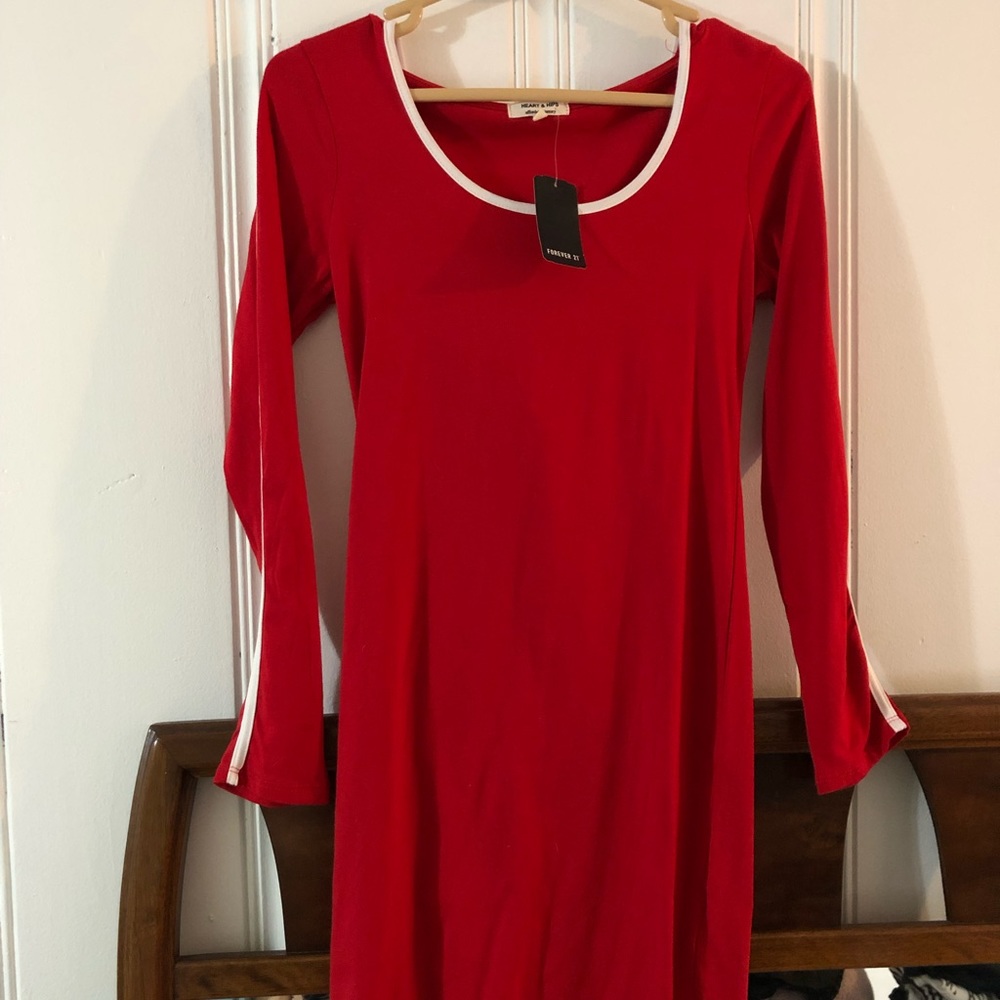 Red forever 21 hooded bodycon dress